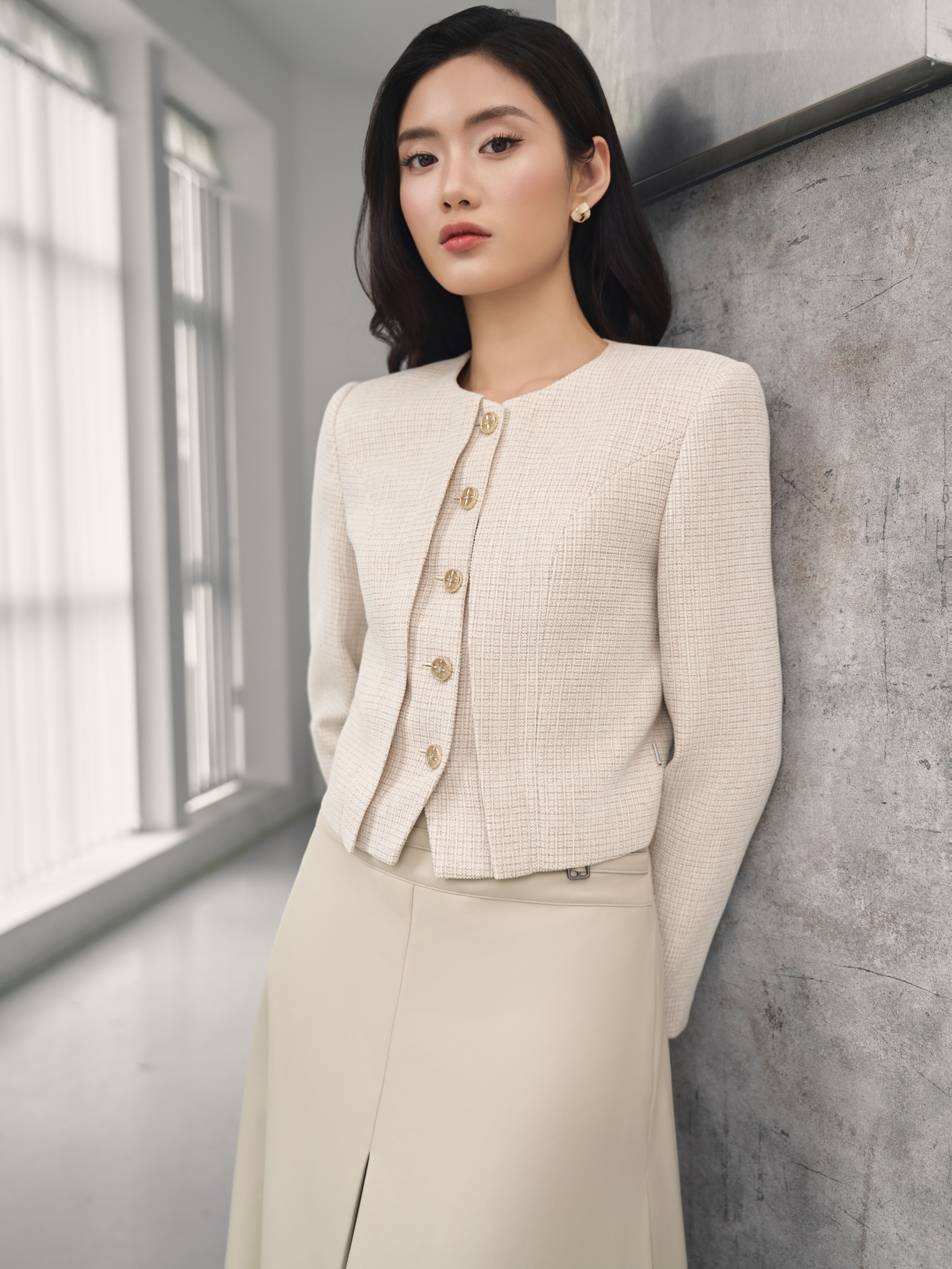 Áo vest không cổ 1 hàng cúc
